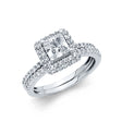 14K White Gold Floral Halo Ring