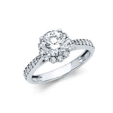 14K Gold Round Split-Shank Halo Engagement Ring