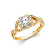 14K Yellow Gold Round Infinity-Twist Engagement Ring