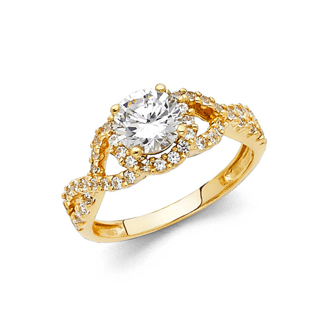 14K Yellow Gold Round Infinity-Twist Engagement Ring