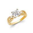 14K Gold Princess Split-Shank Engagement Ring - Yellow Gold