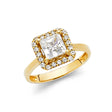 14K Yellow Gold Princess-Cut Halo Ring