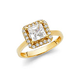 14K Yellow Gold Princess-Cut Halo Ring