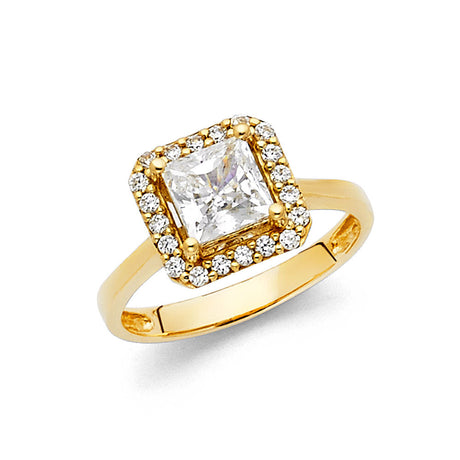 14K Yellow Gold Princess-Cut Halo Ring