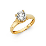 14K Gold Round Four-Prong Cathedral Solitaire Engagement Ring - Yellow Gold
