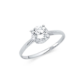 14K Gold Round Solitaire Engagement Ring - Yellow Gold