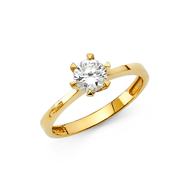 14K Yellow Gold Round Six-Prong Solitaire Engagement Ring