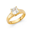 14K Gold Princess Cathedral Solitaire Engagement Ring - Yellow Gold