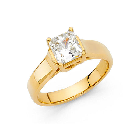 14K Gold Princess Cathedral Solitaire Engagement Ring - Yellow Gold