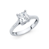 14K Gold Large Princess-Cut Solitaire Engagement Ring - White Gold