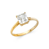 14K Gold Petite Princess-Cut Solitaire Engagement Ring - Yellow Gold