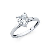 14K Gold Heart Solitaire Engagement Ring - White Gold