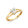 14K Gold Heart Split-Shank Solitaire Engagement Ring - Yellow Gold