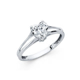 14K Gold Heart Split-Shank Solitaire Engagement Ring - White Gold