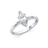 14K Gold Marquise Solitaire Engagement Ring - White Gold