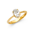 14K Gold Oval Solitaire Engagement Ring - Yellow Gold