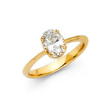 14K Gold Oval Solitaire Engagement Ring - Yellow Gold
