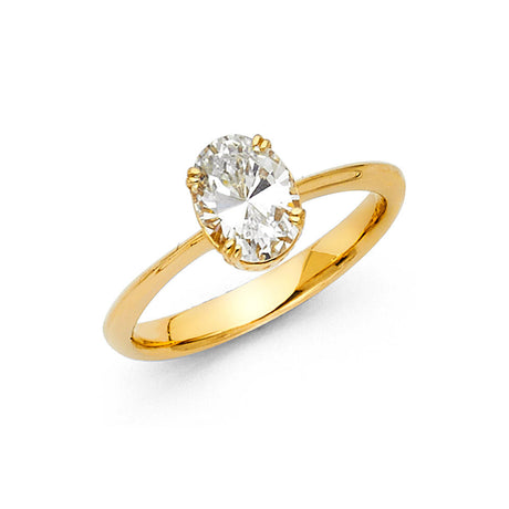 14K Gold Oval Solitaire Engagement Ring - Yellow Gold