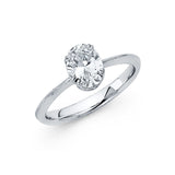 14K Gold Oval Solitaire Engagement Ring - White Gold