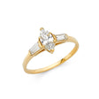 14K Yellow Gold Marquise Baguette Three-Stone Engagement Ring