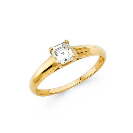 14K Yellow Gold Princess-Cut Solitaire Ring