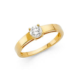 14K Gold Round Wide-Shank Solitaire Engagement Ring - Yellow Gold