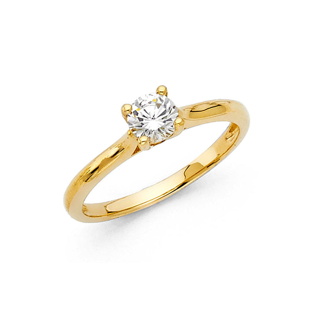 14K Yellow Gold Classic Round Solitaire Engagement Ring