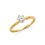 14K Yellow Gold Round CZ Solitaire Engagement Ring