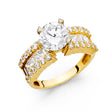 14K Gold Round Multi-Row Side-Stone Engagement Ring – 0.50 ct - Yellow Gold