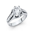 14K White Gold Round Split Shank Side Stone Engagement Ring