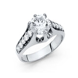 14K White Gold Round Split Shank Side Stone Engagement Ring
