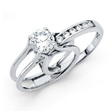 14K Gold Round Split Shank Solitaire Engagement Ring – 0.50 ct - White Gold
