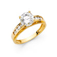 14K Yellow Gold Round Pavé Solitaire Engagement Ring – 0.50 ct
