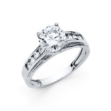 14K Gold Round Pavé Solitaire Engagement Ring – 0.70 ct - White Gold