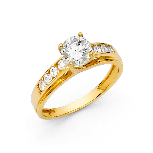 14K Yellow Gold Round Channel-Set Solitaire Engagement Ring – 0.50 ct