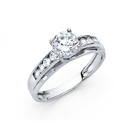 14K Gold Round Channel-Set Solitaire Engagement Ring – 0.70 ct - White Gold