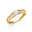 14K Yellow Gold Round Split Shank Side Stone Engagement Ring – 0.70 ct