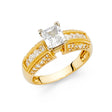 14K Yellow Gold Princess Pavé Side Stone Engagement Ring – 0.50 ct