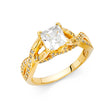 14K Yellow Gold Princess Twist Side Stone Engagement Ring – 0.70 ct