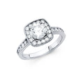 14K White Gold Cushion Halo Engagement Ring