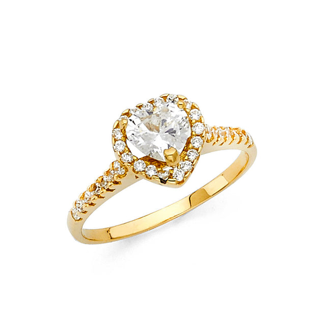 14K Yellow Gold Pear Halo Engagement Ring