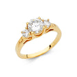 14K Yellow Gold Round Three-Stone Engagement Ring