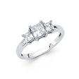 14K White Gold Princess Three-Stone Engagement Ring