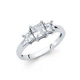 14K White Gold Princess Three-Stone Engagement Ring