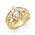 14K Yellow Gold Round Wide Baguette Side Stone Engagement Ring