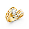 14K Yellow Gold Round Bypass Side Stone Engagement Ring
