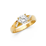 14K Yellow Gold Oval Pavé Side Stone Engagement Ring