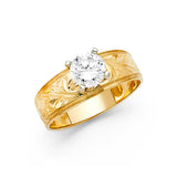 14K Yellow Gold Round Vintage Solitaire Engagement Ring