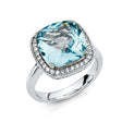 14K White Gold Cushion Simulated Blue Topaz Halo Ring
