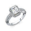 14K White Gold Princess Vintage Halo Engagement Ring
